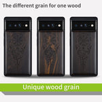 Carveit Wood Case For Pixel 6 Case Hard Real Wood Soft Black Tpu Shockproof Hybrid Protective Cover Unique Classy Wooden Case Compatible With Google Pixel 6 Vegvisir Viking Compass Blackwood