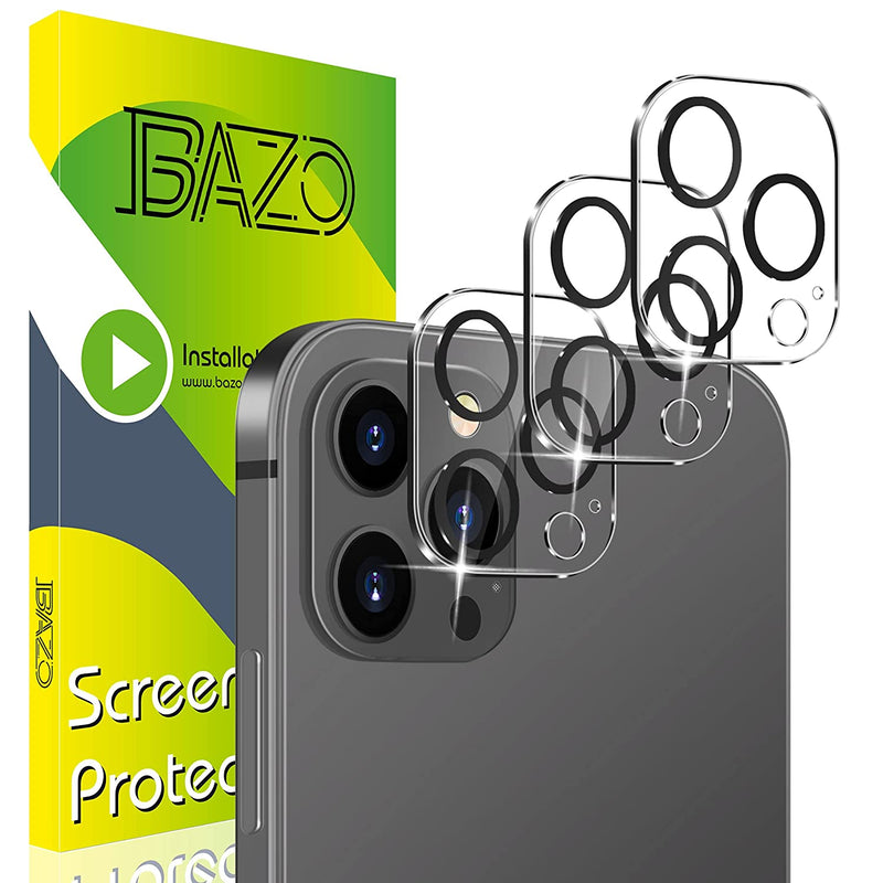 Bazo 3 Pack Camera Lens Protector Compatible For Iphone 13 Pro Iphone 13 Pro Max 9H Hardness Tempered Glass Filmshatter Proof Case Friendly Hd Clear