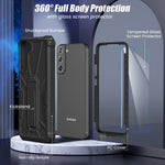 Maxdara Case For Galaxy S22 Plus 5G Case Galaxy S22 Plus Kickstand Case With Glass Screen Protector Dual Layer Heavy Duty Shockproof Protective Full Body Case For Samsung Galaxy S22 Plus Black