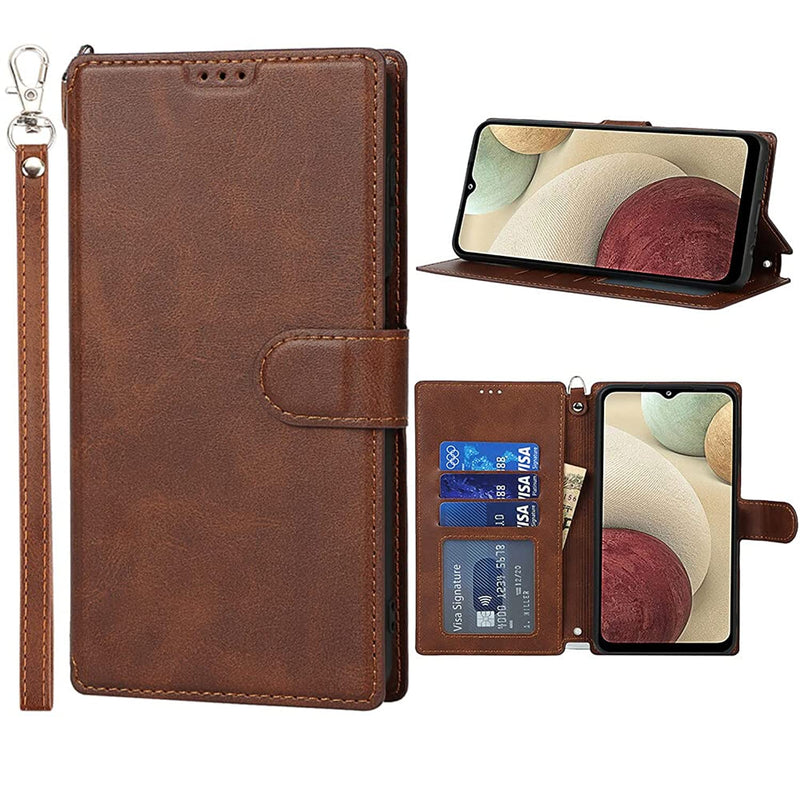Cavor For Samsung Galaxy A52 5G Case Wallet Case With Card Slots Stand Magnetic Closure Protective Pu Leather Shockproof Tpu Kickstand Lanyard Flip Cover For Samsung Galaxy A52 5G Brown