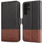 Kezihome Galaxy S22 Ultra Case Genuine Leather Rfid Blocking Samsung S22 Ultra 5G Wallet Case Card Slot Flip Magnetic Stand Phone Case Compatible With Samsung Galaxy S22 Ultra 2022 Black Brown