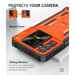 Samsung A13 5G Case Phone Cover Rugged Protective Galaxy A13 5G Case With Kickstand Slide Lens Protector Tpu Shockproof Bumper Textured Matte Design Military Drop Proof Protection Orange