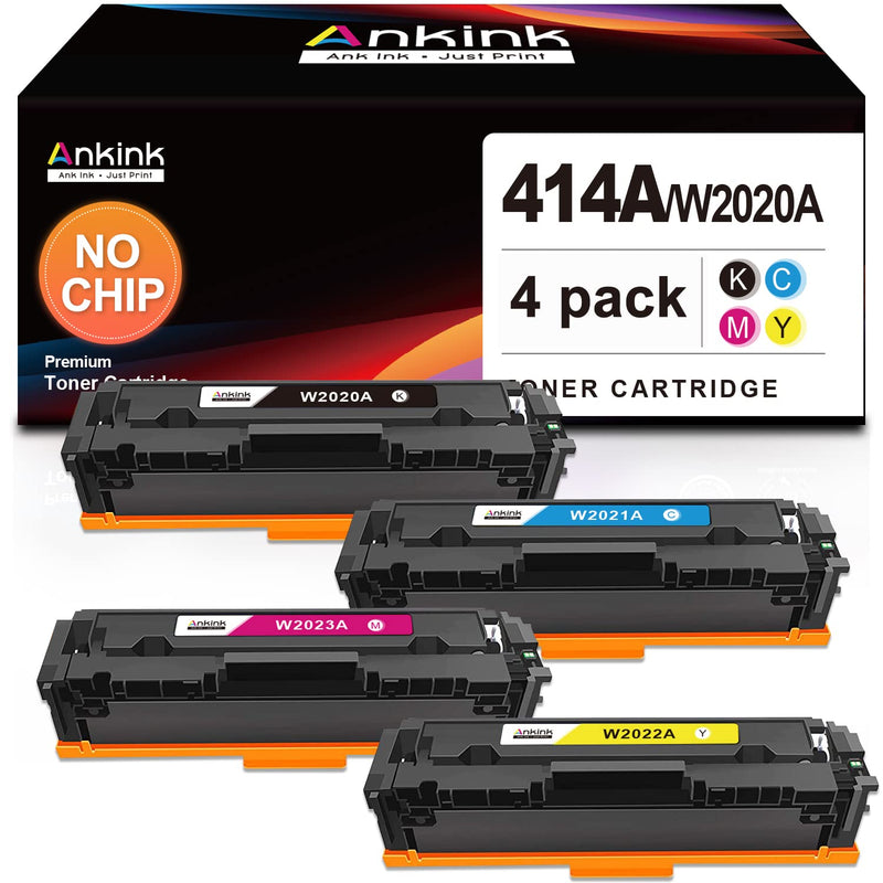 No Chip 4 Pack Compatible 414A Toner Cartridges Used In Hp414A W2020A Hp 414X 414 Color Pro Mfp M479Fdw M454Dw M454Dn M479Fdn M479Dw M479 M454 Printer Ink B