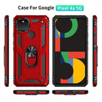 Newseego Compatible With Google Pixel 4A 5G Case With Tempered Glass Screen Protector 1 Pack Metal Ring Holder Kickstand Work With Magnetic Car Mount Protective Hard Cover 6 2Inch Red
