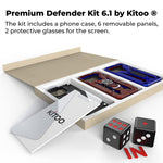 Kitoo 6 In 1 Defender Designed For Iphone 13 Pro Eco Friendly Shockproof Case 2Pcs Screen Protector 3Pcs Panels Magnetic Finger Ring 3Pcs Panels With Kickstand Black Red Blue