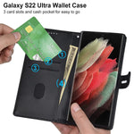 Compatible With Galaxy S22 Ultra Wallet Case Card Slots Holders Flip Cover With Stand Feature Magnetic Closure Pu Leather Shock Absorbent For Samsung Galaxy S22 Ultra 6 8 Inchblack