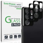 3 Pack Amfilm Camera Screen Protector For Samsung Galaxy S21 Ultra 5G 6 8 Inch Tempered Glass Camera Lens Protector No Flash Reflection Black