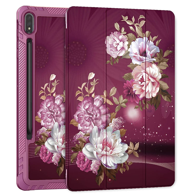 New For Galaxy Tab S7 Fe Case Pu Leather Tri Fold Flip Case With Unique Flower Design Soft Tpu Back Cover For Samsung Galaxy Tab S7 Fe 12 4 Display 2
