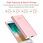 10000Mah Pd 3 0 Power Bank Portable Charger Quick Charge Usb C 18W Fast Charging Battery Pack Compatible For Iphone 12 11 Pro X Xs Max Xr 8 Ipad Mini Samsung Galaxy S10 S9 S8 Smartphone Rose Gold Pink