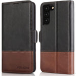 Kezihome Galaxy S22 Plus 5G Case Genuine Leather Wallet Case Flip Phone Cover Kickstand And Credit Card Slot Rfid Blocking Magnetic Compatible With Samsung Galaxy S22 Plus 5G 2022 Black Brown