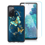 Compatible With Samsung Galaxy S20 Fe 6 5 Inch Case Built In Screen Protector Cute Blue Butterfly Design Hard Pc Back Anti Slip Shockproof Protective Case For Samsung Galaxy S20 Fe