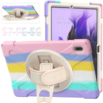 New Tablet Case For Samsung Galaxy Tab S7 Fe 12 4 Inch Sm T730 Sm T733 360 Degree Swivel Kickstand Hand Strap Shoulder Strap Colourful Pink