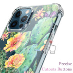 Lanyos Compatible With Iphone 13 Pro 6 1 Inch Case Ultra Thin Floral Clear Phone Case Flower Shockproof Protective Tpu Bumper Cover For Women And Girls Cactus Flower