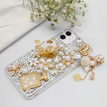 Guppy Compatible With Iphone 13 Pro Max Case For Women Girls Luxury 3D Bling Shiny Rhinestone Diamond Crystal Pearl Handmade Pendant Iron Tower Pumpkin Car Flowers Soft Protective Case 6 7 Inch