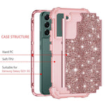 Lontect Compatible With Galaxy S22 Plus 5G Case Glitter Sparkly Bling Shockproof Heavy Duty Hybrid Sturdy High Impact Protective Cover Case For Samsung Galaxy S22 Plus 5G 6 6 2022 Shiny Rose Gold