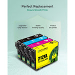 Ink Cartridge Replacement For 212 212Xl T212 T212Xl For Expression Home Xp 4100 Xp 4105 Workforce Wf 2830 Wf 2850 Printer 1 Black 1 Cyan 1 Magenta 1 Yellow 4