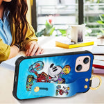 Cartoon Case For Iphone 13 Case 6 1 Inch Cute Mickey Cartoon Character Design With Lanyard Wrist Strap Band Holder Shockproof Protection Bumper Kickstand Cover For Iphone 13 2021