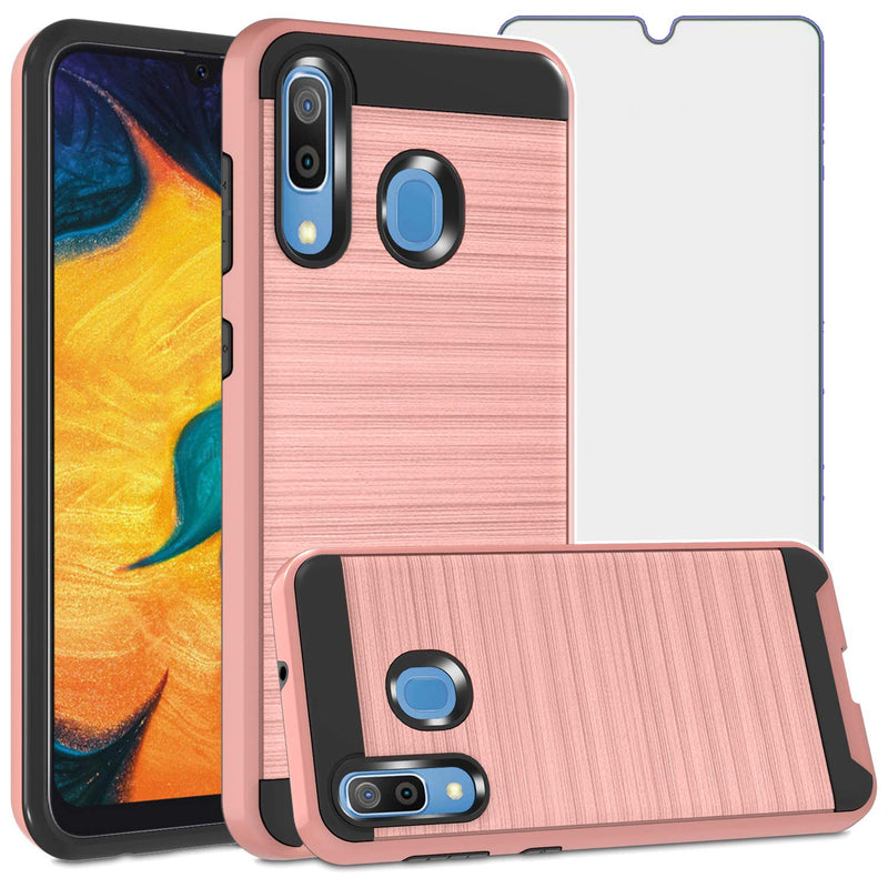 Samsung Galaxy A20 A30 A50 A30S A50S Case Tempered Glass Screen Protector Cover Slim Shockproof Protective Cell Phone For Glaxay M10S A 50S 30S S20 S50 20A 50A Women Rose Gold