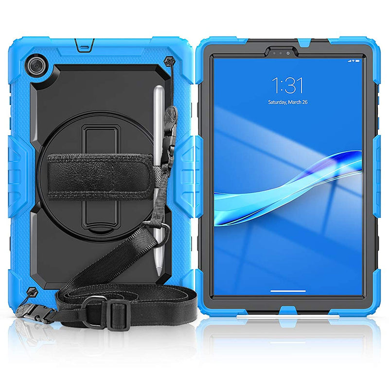 Case For Lenovo Tab M10 Plus 10 3 Inch Tb X606F Tb X606X With Screen Protector Pen Holder Lenovo Tab M10 Fhd Plus Case 2020 With 360 Rotating Kickstand Hand Grip Shoulder Strap Blue