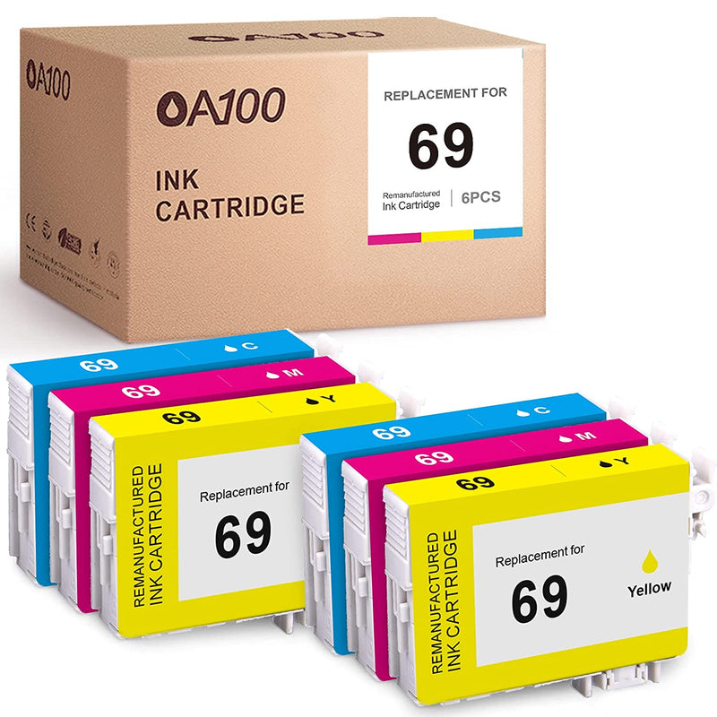 Ink Cartridge Replacement For Epson 69 T069 For Stylus Cx8400 Nx400 Nx415 Workforce 600 500 30 610 310 Nx105 C120 Printer 2 Cyan 2 Magenta 2 Yellow 6 Pack