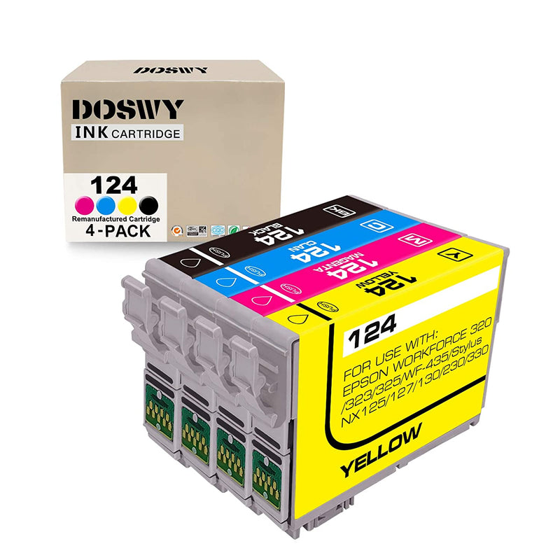 4 Packs T124 Ink Cartridge Replacement For Epson 124 Use For Epson Stylus Nx125 Nx127 Nx130 Nx230 Nx330 Nx420 Nx430 Workforce 320 323 325 435 1 Black 1 Cyan 1
