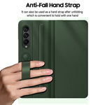 Cenmaso Samsung Galaxy Z Fold 3 Case With S Pen Holder Z Fold 3 5G Case With Kickstand Luxury Leather Shockproof Protective Case For Galaxy Z Fold 3 Green