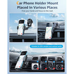 Humixx Car Phone Holder Mount Military Grade Super Suction Stable Universal Hands Free Cell Phone Holder For Car Dashboard Windshield Air Vent Car Mount For Iphone Samsung All Smartphones Cars