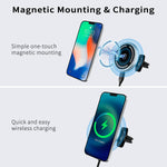 15W Magnetic Wireless Car Charger For Iphone 13 13Pro 13Pro Max 13Mini Iphone 12 12Pro 12Pro Max 12Mini 15W Auto Alignment Air Vent Car Charger Holder Mount Compatible With Magsafe Magnetic Charging