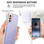Lamcase For Galaxy S21 5G Case Crystal Clear Glitter Sparkly Bling Heavy Duty Shockproof Hybrid Three Layer Protective Cover Case For Samsung Galaxy S21 5G 6 2 Inch 2021 Clear Silver Glitter