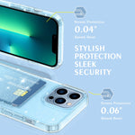 Petocase For Iphone 13 Pro Max Wallet Case Card Holder Slot Ultra Bling Slim Thin Clear Flexible Tpu Gel Rubber Soft Skin Silicone Protective Phone Case For Apple Iphone 13 Pro Max Glitter Clear Blue