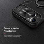 Iphone 13 Case With Camera Cover Kickstand Slide Lens Protection And 360 Rotate Ring Stand Cover Pc Tpu Impact Resistant Bumpers Armor Protective Case Black