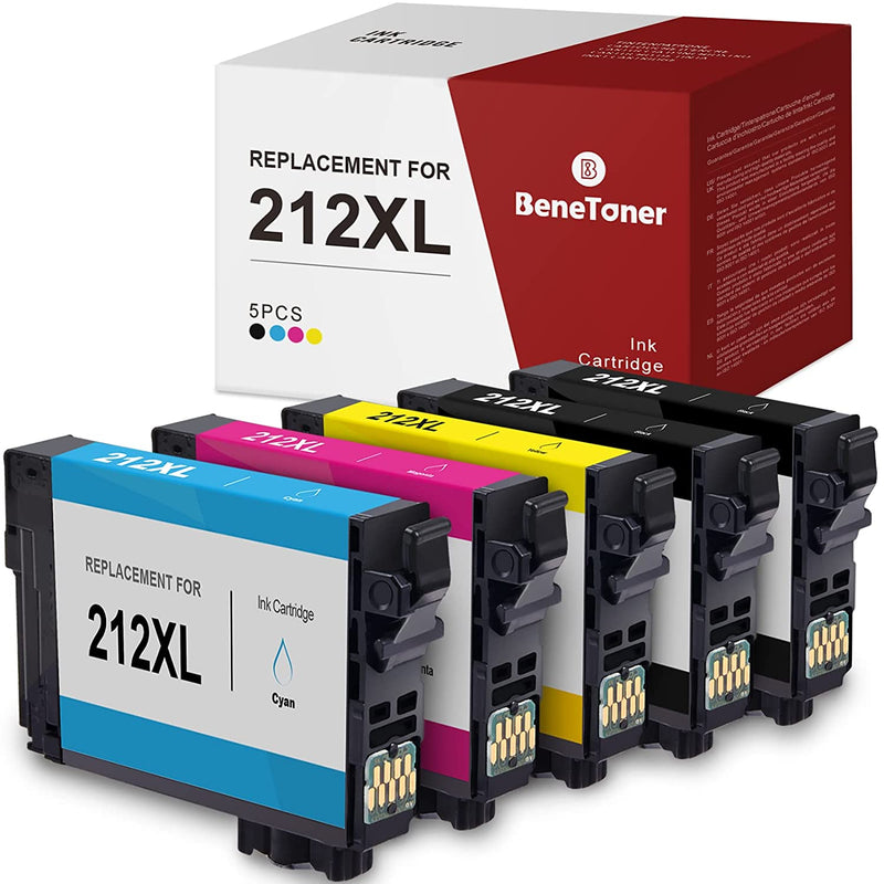 Ink Cartridge Replacement For Epson 212 212Xl Work With Expression Home Xp 4100 Xp 4105 Workforce Wf 2850 Wf 2830 Black Cyan Magenta Yellow 5 Pack