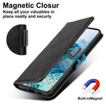 Cavor For Samsung Galaxy S21 Fe Case Wallet Case With Card Slots Stand Magnetic Closure Protective Pu Leather Shockproof Tpu Kickstand Lanyard Flip Cover Black