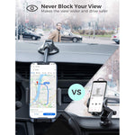 Car Phone Holder Mount Long Arm Dashboard Windshield Phone Holder With Anti Shake Stabilizer Strong Suction Cup With Gel One Button Release Compatible With All Iphone And Other Cell Phone