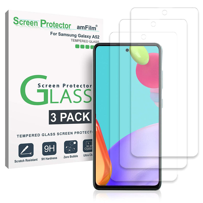 3 Pack Amfilm Tempered Glass Screen Protector For Samsung Galaxy A53 A52 S20 Fe 6 5 With Easy Installation Handles Hd Clear Anti Scratch Bubbles Free