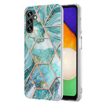 Caiyunl For Samsung Galaxy A13 5G Case With Tempered Glass Screen Protector Teal Marble Slim Tpu Flexible Silicone Hard Pc Girls Women Shockproof Protective Phone Cover Fit For Samsung Galaxy A13 5G
