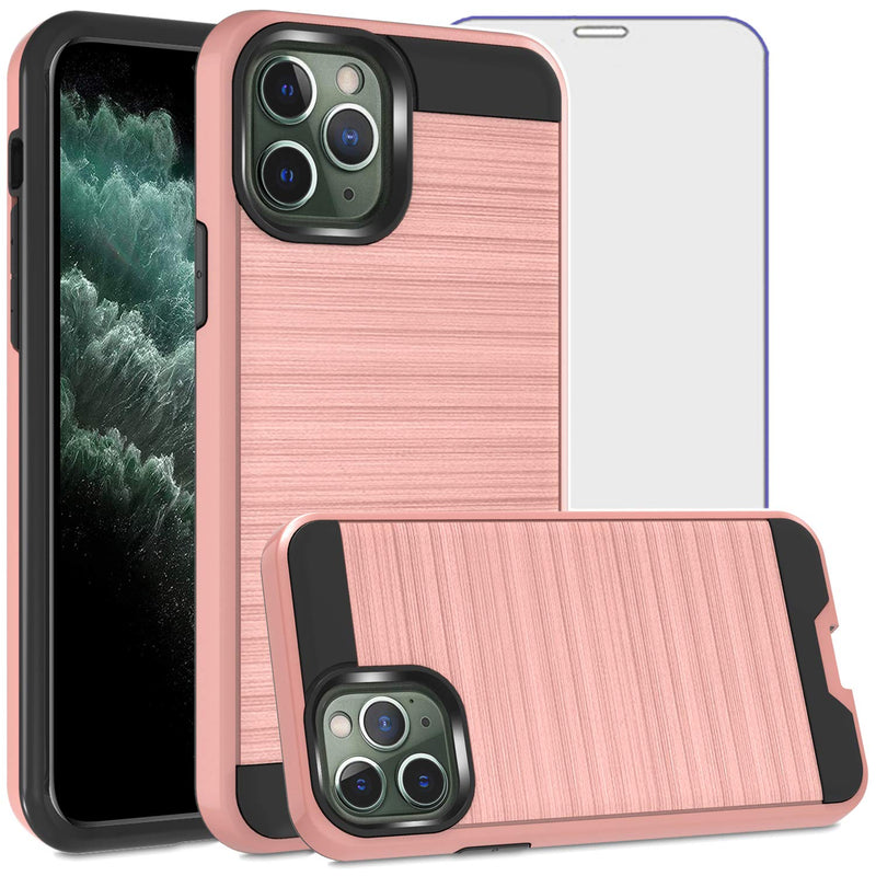 Iphone 11 Pro Max Case 6 5 Case Tempered Glass Screen Protector Cover Grip Slim Hard Shockproof Protective Cell Phone Cases For Iphone11 11Pro Promax I Xi Plus Women Rose Gold