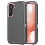 Samsung Galaxy S22 Case Jiunai 2 In 1 Triple Layer Heavy Duty Shockproof Bumper Cover Outdoor Sport Hybrid Protection Rugged Rubber Matte Phone Case For Samsung Galaxy S22 5G 6 1 2022 Grey Pink