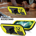 Hongxinghai Compatible With Iphone 13 Pro Max Metal Case With Screen Protector Built In Kickstand Heavy Duty Rugged Cover Shockproof Dustproof Full Body Case For Iphone 13 Pro Max Yellow