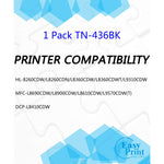 1 Pack Black High Yield Compatible Tn436 Tn 436 Tn 436Bk Toner Cartridge Tn436Bk Used For Brother Hl 8260Cdw L8360Cdwt Mfc L8690Cdw L8900Cdw L8610Cdw Dcp L841