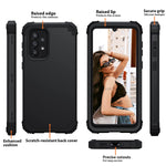 Tianli Case For Samsung Galaxy A33 5G 3 In 1 Heavy Duty Rugged Hybrid Hard Pc Soft Silicone Dual Bumper Shockproof Anti Slip Anti Scratch Full Body Protective Phone Cover For Men Women Black
