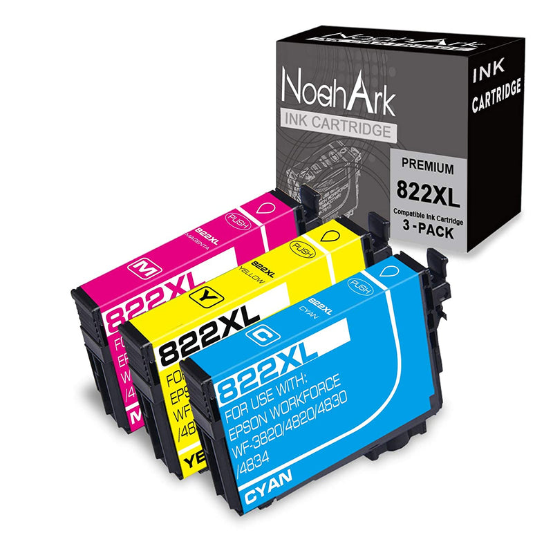 3 Packs 822Xl Ink Cartridge Replacement For Epson 822 822Xl T822 T822Xl High Yield Ink For Workforce Pro Wf 3820 Wf 4820 Wf 4830 Wf 4833 Wf 4834 Printer Cyan