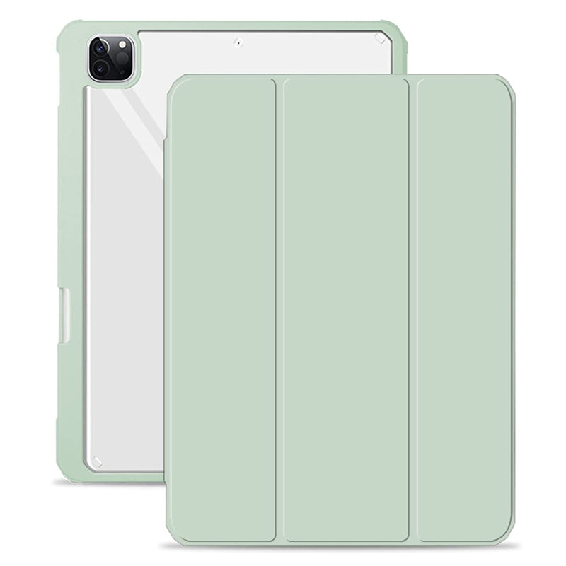 Case For Ipad Pro 11 2020 2018 Auto Sleep Wake Ultra Slim Lightweight Trifold Stand Smart Cover Clear Transparent Case With Pencil Holder For Ipad Pro 11 Inch 1St 2Nd Light Green