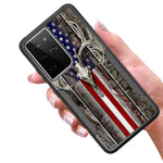 Casezoo Defender Designed For Samsung Galaxy S21 Ultra Heavy Duty 360 Full Body Shockproof Hard Plastic Silicone Rubber Hybrid Case For Samsung Galaxy S21 Ultra 5G American Flag Camo Deer Skull