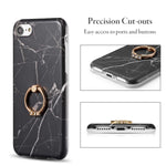 Defbsc Case For Iphone Se 2022 5G Iphone 7 8 Se 2020 Slim Flexible Soft Tpu Matte Marble Case With Ring Kickstand Full Body Protective Cover For Apple Iphone 7 8 Se2 Se3 Black