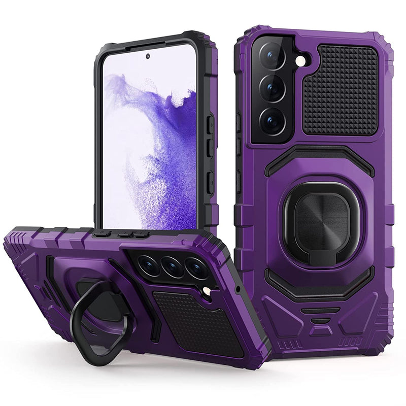 Case For Samsung Galaxy S22 5G Case Rugged Military Grade Heavy Duty Armor Shockproof Galaxy S22 Phone Case Holder Kickstand Shell For Samsung Galaxy S22 5G 2022 Basic Cases Purple
