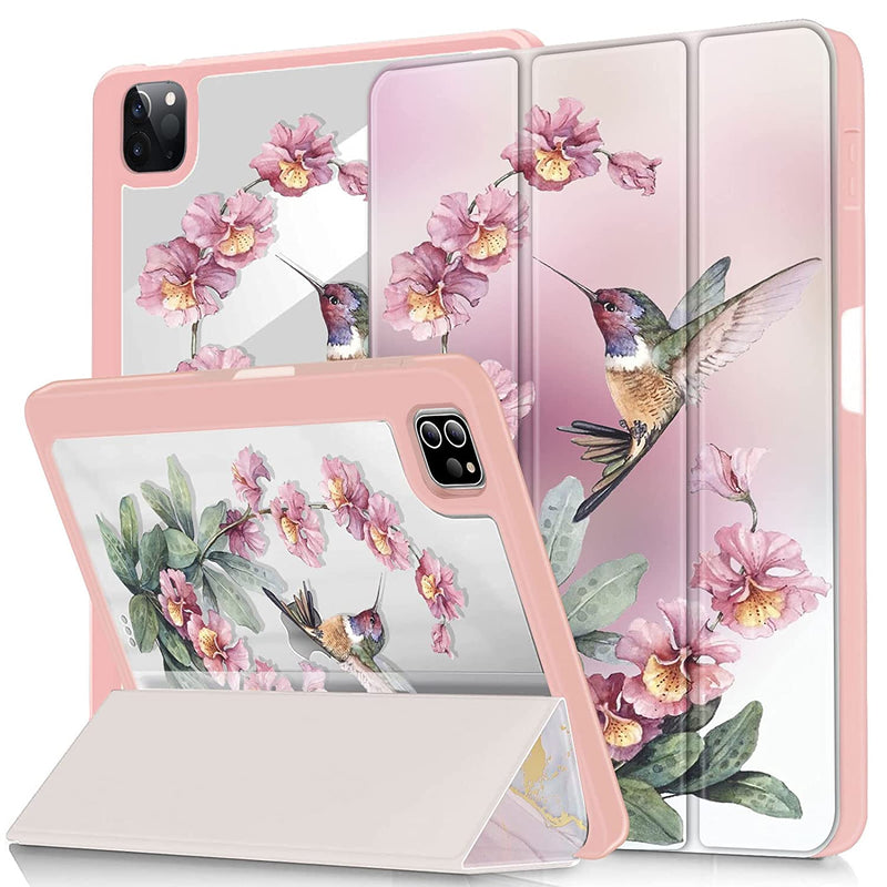 New Case For Ipad Pro 12 9 Inch 5Th 4Th 3Rd Generation2021 2020 2018 Models With Pencil Holder Auto Wake Sleep Cover For Ipad Pro 12 9 Flower Humm