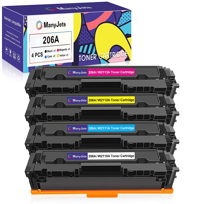 206A Compatible Toner Cartridge Replacement For Hp W2110A 206A 206X W2110X Work With Hp M283Fdw M255Dw M283Cdw M282Nw Printer Black Cyan Yellow Magenta 4 Pack