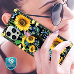 Designed For Iphone 13 Pro Max Case Sunflower With Tempered Glass Screen Protector Lanyard Strap Ring Holder Kickstand For Women Girls Flower Daisy Square With Finger Grip Stand Phone Bumpers