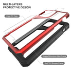 Compatible With Iphone 13 Pro Max Phone Case Metal Aluminum Frame Military Dropproof Shockproof Case Rugged Clear Hard Case For Iphone 13 Pro Max 13 Pro Max 6 7 Red